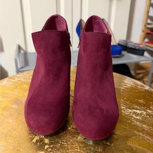 Nine West Burgundy Suede Ankle Boots